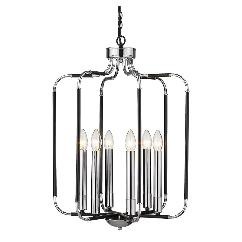 Saxon Chrome and Black 6 Light Chandelier - Lighting.co.za