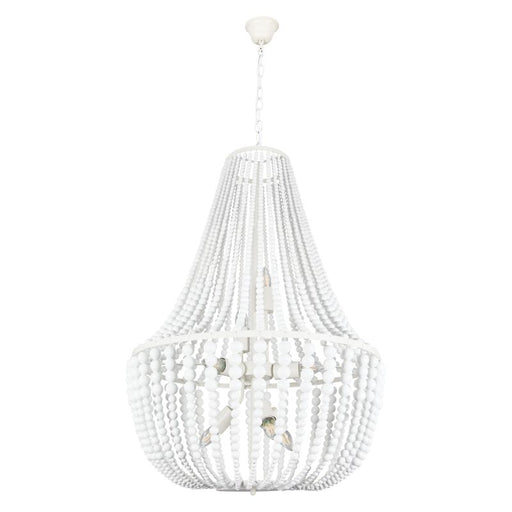 Marlo Metal And White Wash Bead 3 | 8 Light Chandelier - Lighting.co.za