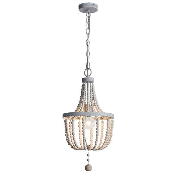 Margo Metal And White Wash Bead 1 | 3 Light Chandelier - Lighting.co.za