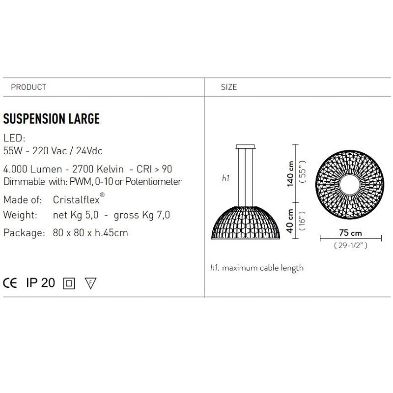 SLAMP Large Dome Suspension Orange LED Pendant Light - Lighting.co.za