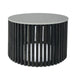 Cassia Round Black Pin Oak Slatted Coffee Table with Stone Top - Lighting.co.za