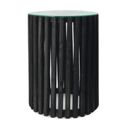 Cassia Round Black Pin Oak Slatted Side Table 2 Sizes - Lighting.co.za