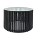 Cassia Round Black Pin Oak Slatted Coffee Table with Clear Glass - Lighting.co.za