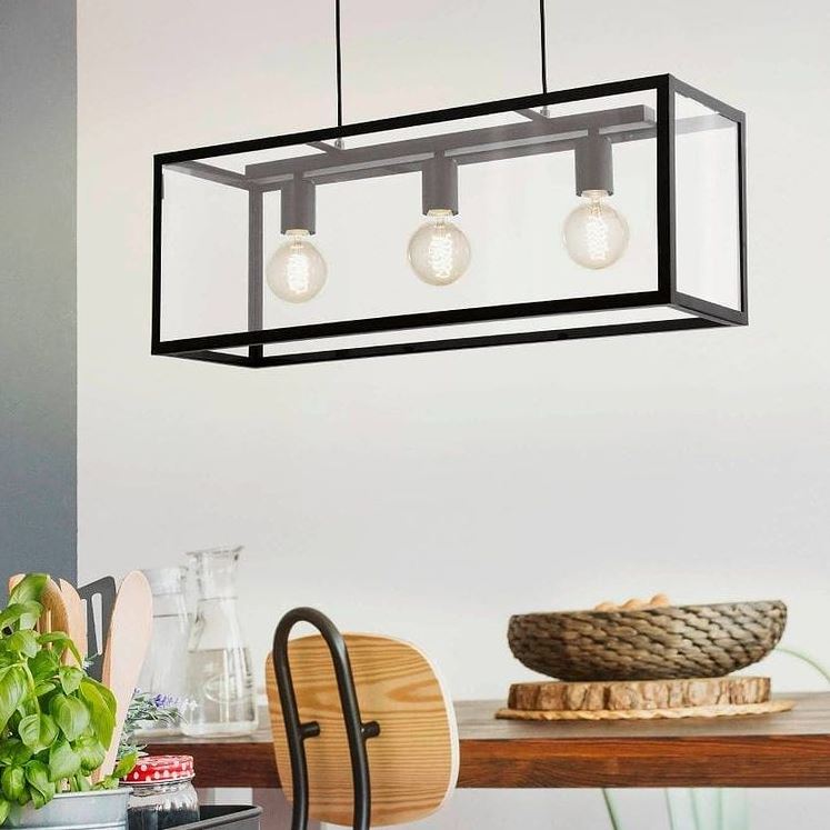 Charterhouse Black And Clear Glass 3 Light Pendant Light - Lighting.co.za