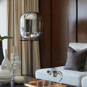 Cleo Large Black And Smoke Glass Floor Lamp - Lighting.co.za