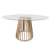 Conical Natural Slatted Wood and Glass Dining Table - Lighting.co.za