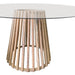 Conical Natural Slatted Wood and Glass Dining Table - Lighting.co.za