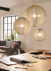 Cossano Ball White Wooden Pendant Light 2 Sizes - Lighting.co.za