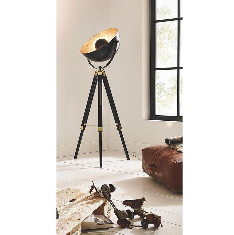 Covaleda Black and Gold Dome Floor Lamp - Lighting.co.za
