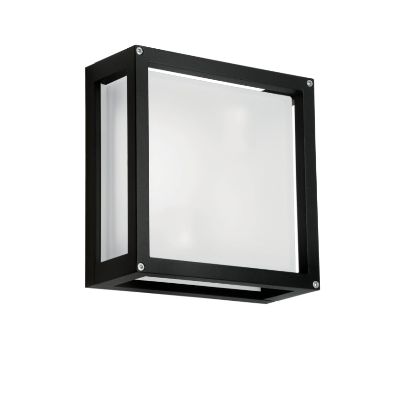 Cube Black or White and Frosted Glass Outdoor Wall Light - Lighting.co.za