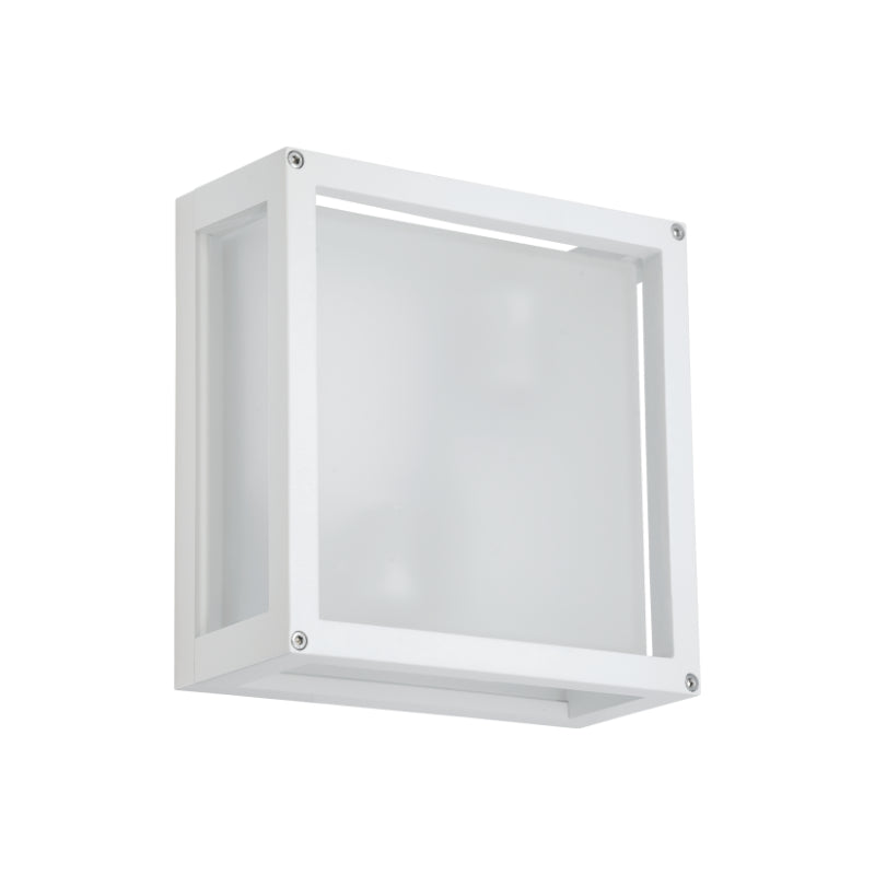 Cube Black or White and Frosted Glass Outdoor Wall Light - Lighting.co.za