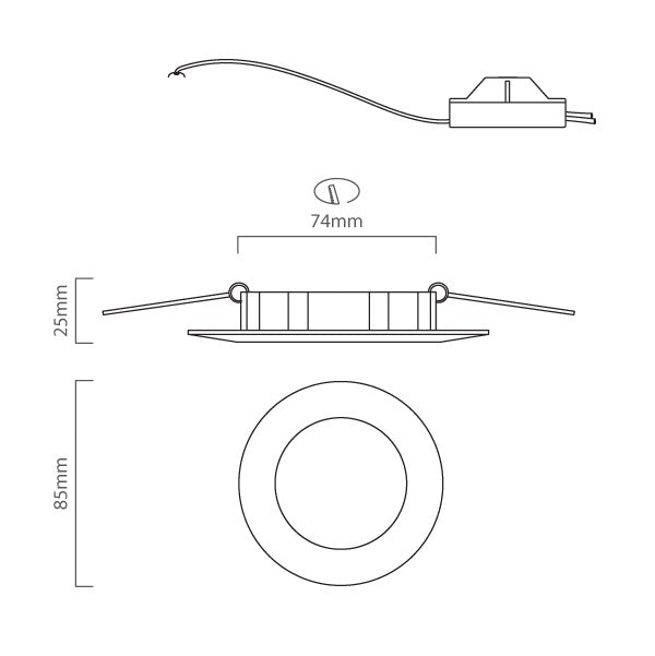 Panel 3 Watt LED IP44 90mm Non Dim Downlight - Lighting.co.za