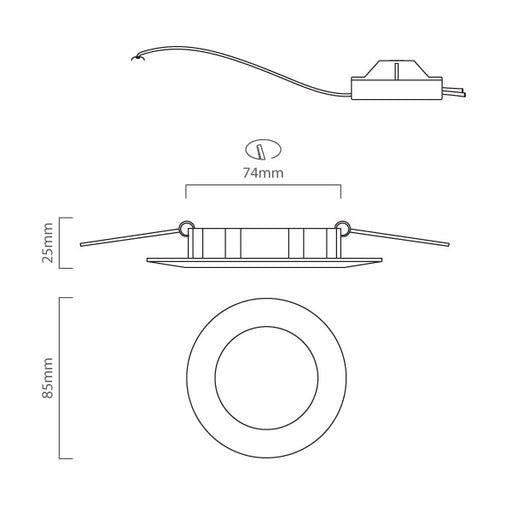 Panel 3 Watt LED IP44 90mm Non Dim Downlight - Lighting.co.za