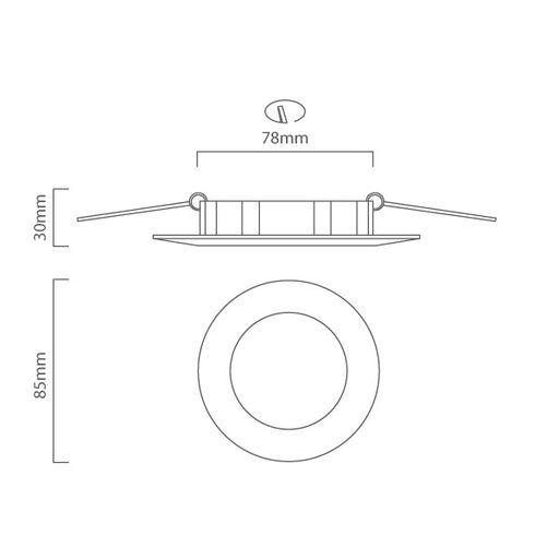 Feuva 2.7W LED 3000K 85mm Recessed Downlight - Lighting.co.za