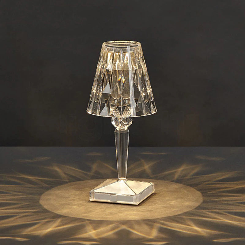 Dune Diamond Clear or Smoke Acrylic Rechargeable Table Lamp - Lighting.co.za