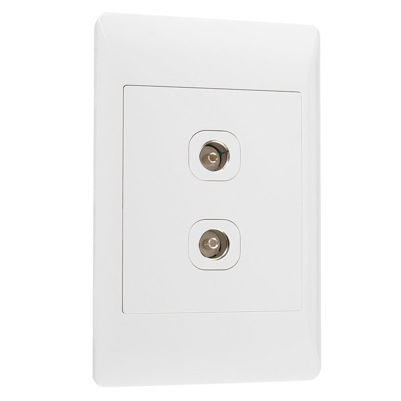 Look White Double TV Socket 2x4 Switch Plate - Lighting.co.za
