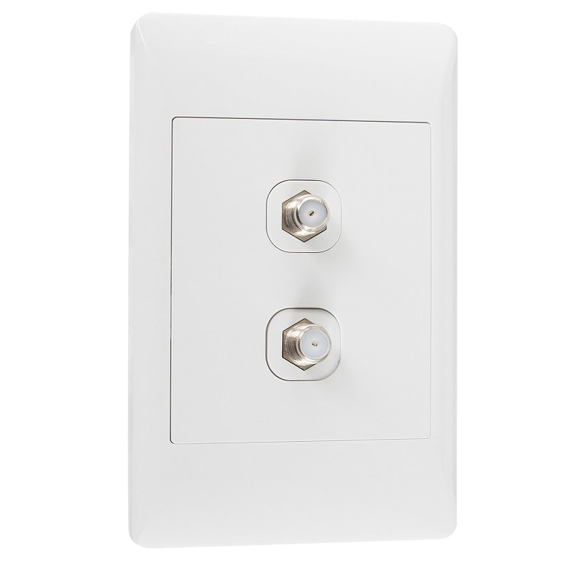 Look White Double Satellite Socket 2x4 Switch Plate - Lighting.co.za