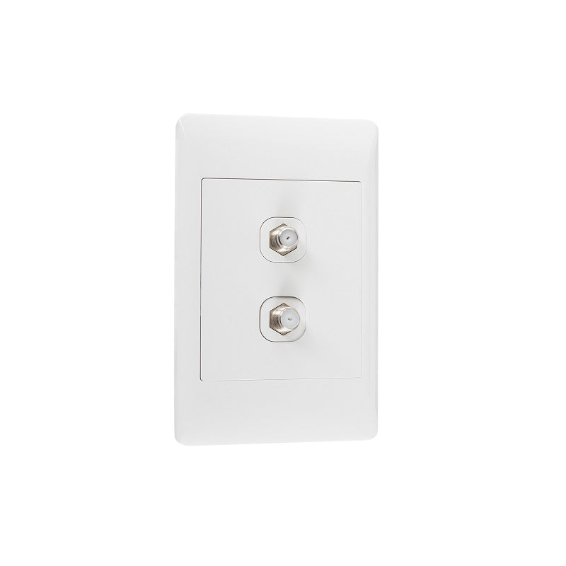 Look White Double Satellite Socket 2x4 Switch Plate - Lighting.co.za