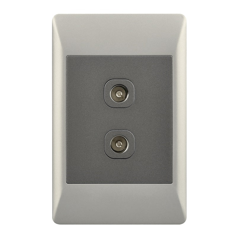Look Duo Double TV Socket 2x4 Switch Plate - Lighting.co.za