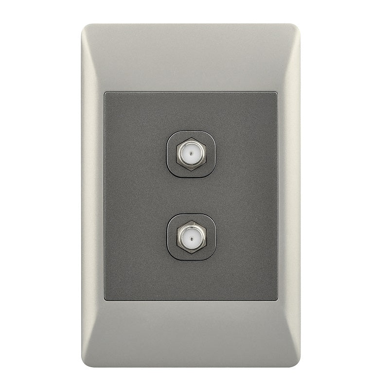 Look Duo Double Satellite Socket 2x4 Switch Plate - Lighting.co.za