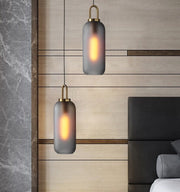 Ebbe Tall Smoke Glass and Antique Brass Pendant Light - Lighting.co.za
