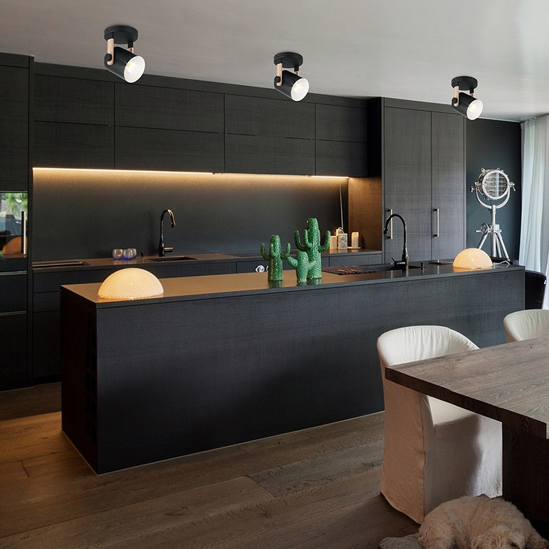 Hornwood Black and Wood 1 Light Spotlight - Lighting.co.za