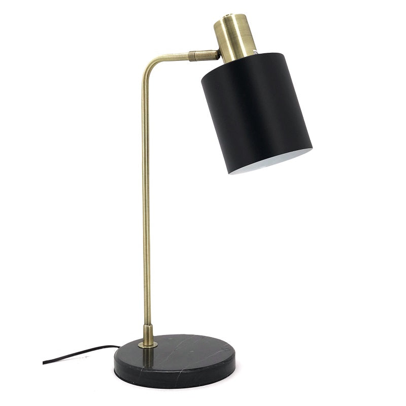 Eli Black or White Marble and Antique Brass Desk Lamp - Lighting.co.za