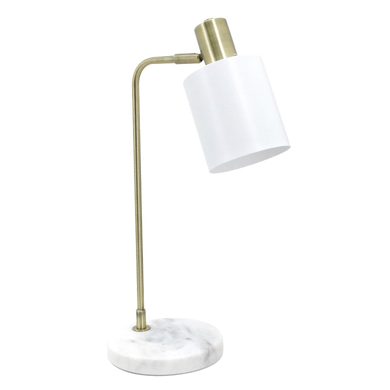 Eli Black or White Marble and Antique Brass Desk Lamp - Lighting.co.za