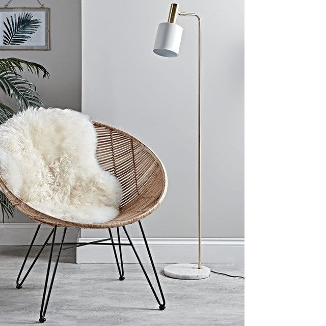 Eli Black or White Marble and Antique Brass Floor Lamp - Lighting.co.za