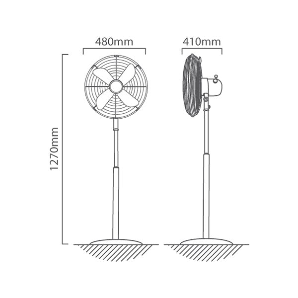 Milla Copper | Chrome 4 Blade Floor Standing Fan - Lighting.co.za