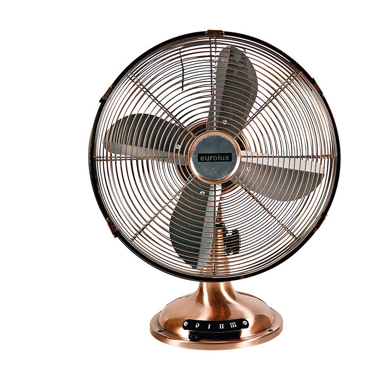Kiki Copper | Chrome 4 Blade Desk Fan - Lighting.co.za