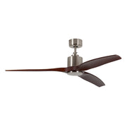 Albia Satin Chrome and Dark Wood 3 Blade Ceiling Fan - Lighting.co.za