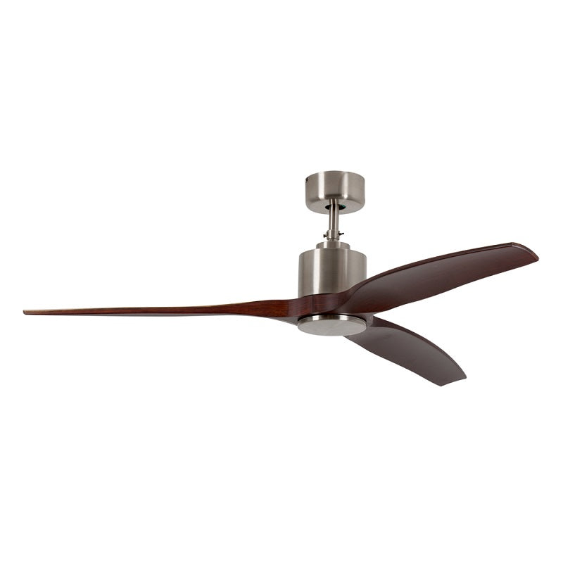 Albia Satin Chrome and Dark Wood 3 Blade Ceiling Fan - Lighting.co.za