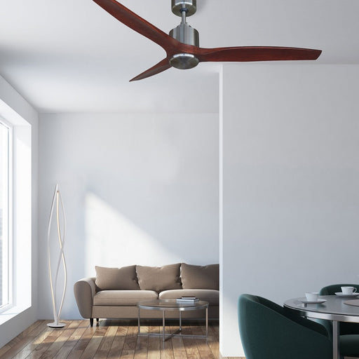 Albia Satin Chrome and Dark Wood 3 Blade Ceiling Fan - Lighting.co.za