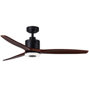 Havana 3 Blade Black and Dark Wood LED Ceiling Fan - Lighting.co.za