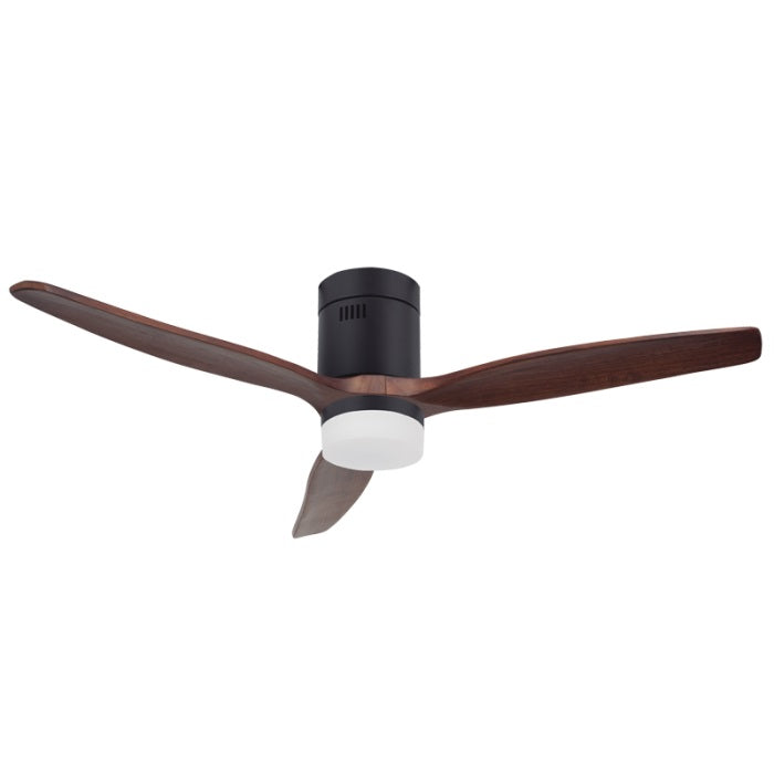 Striano 3 Blade Black and Walnut Wood LED Ceiling Fan - Lighting.co.za