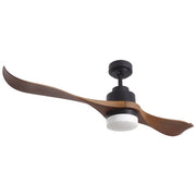 Hampton 2 Blade Black and Walnut Wood Look LED Ceiling Fan - Lighting.co.za