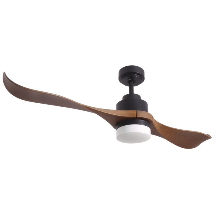 Hampton 2 Blade Black and Walnut Wood Look LED Ceiling Fan - Lighting.co.za