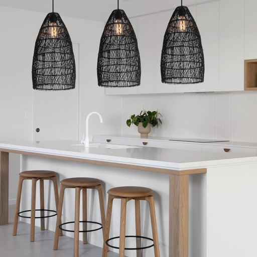 Tanna Long Natural or Black Rattan Pendant Light - Lighting.co.za