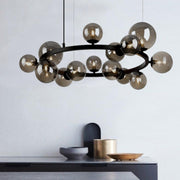 Foam Round 14 Light Black And Smoke Glass Pendant Light - Lighting.co.za