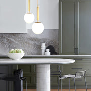 Milano Slim Frosted White Glass and Antique Brass Pendant Light 3 Sizes - Lighting.co.za