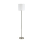 Pasteri Satin Chrome and White Shade Floor Lamp - Lighting.co.za