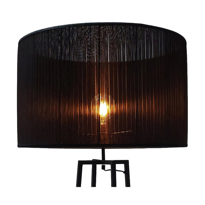 Esta Black Shelf and Black Ribbon Shade Floor Lamp - Lighting.co.za