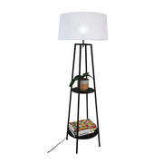 Esta Black Shelf and White Shade Floor Lamp - Lighting.co.za