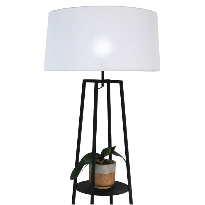 Esta Black Shelf and White Shade Floor Lamp - Lighting.co.za