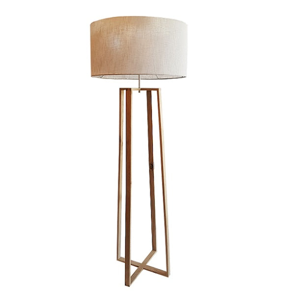 Oasis Geo Oak Wood And White Shade Floor Lamp - Lighting.co.za