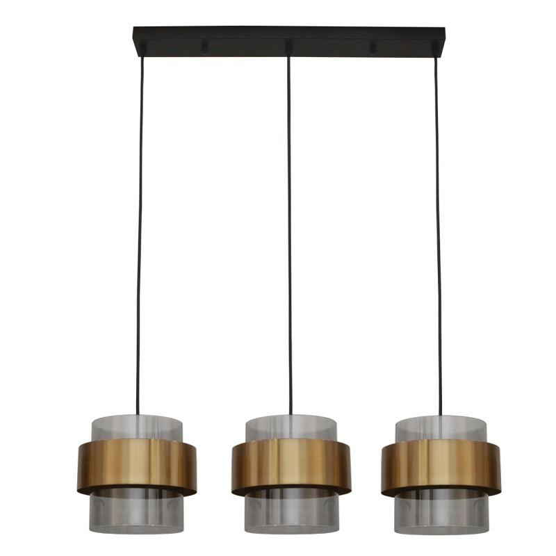 Forma Bar 3 Light Antique Brass and Glass Pendant Light - Lighting.co.za