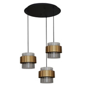 Forma Round Trio 3 Light Antique Brass and Glass Pendant Light - Lighting.co.za