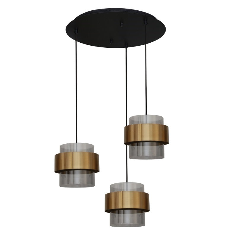 Forma Round Trio 3 Light Antique Brass and Glass Pendant Light - Lighting.co.za