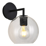 Flow Black | Gold | Chrome Clear Glass Ball Wall Light - Lighting.co.za